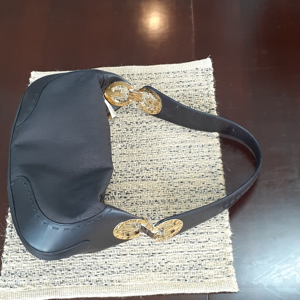 Escada Brown Leather Trimmed Shoulder Bag - Picture 2 of 16